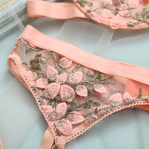Fancy Lingerie Floral Fairy Beautiful Underwear 4-Piece Lace Exotic Sets