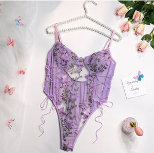 Open image in slideshow, Sexy Butterfly Mesh Bodysuit Women Lingerie Set
