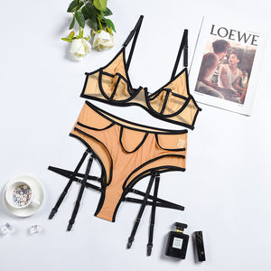 Open image in slideshow, Two Piece Exotic Sexy Bra Set Transparent Underwear Lingerie
