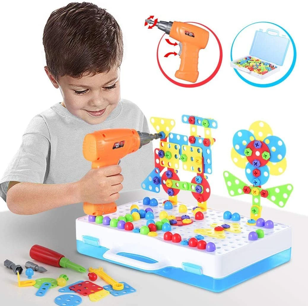 Blocks Game with Toy Drill & Screwdriver Tool Set
