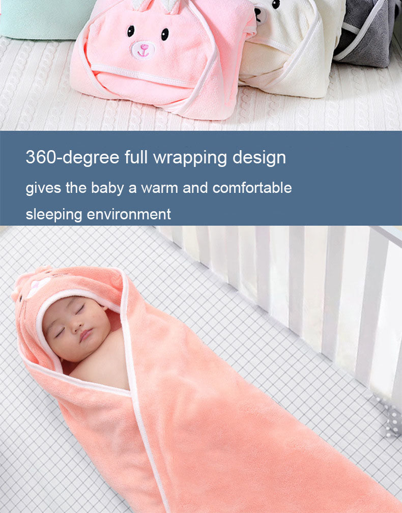 Baby Fleece Bath Towel with Face Hood (80cm x 80Cm)