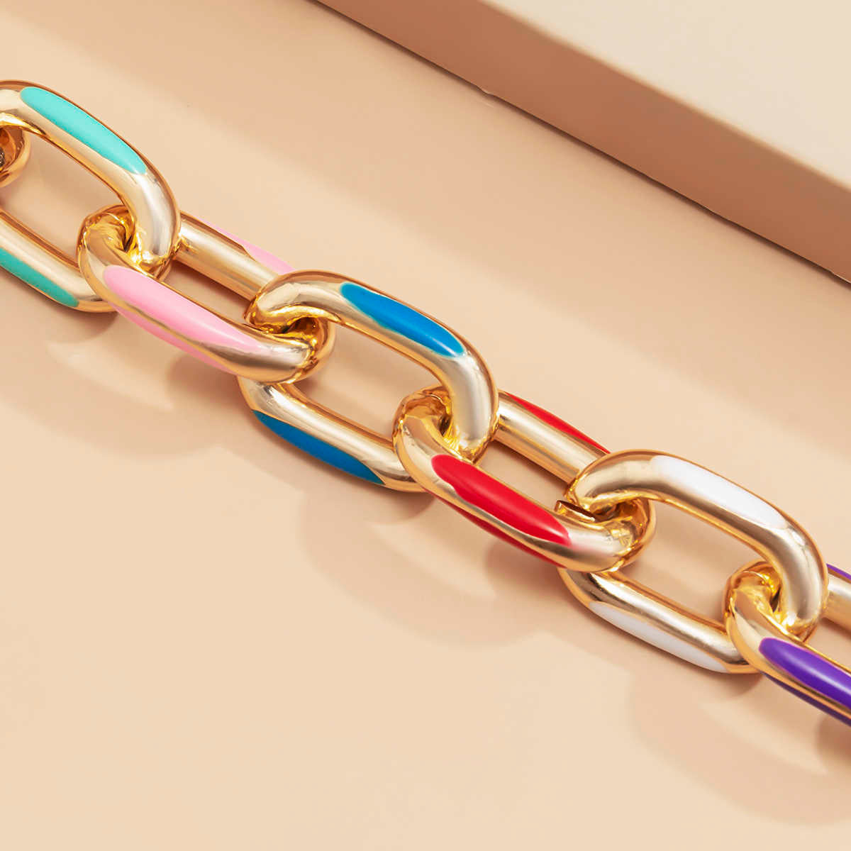 Bohemian Colorful Painted Gold Chain Bracelet