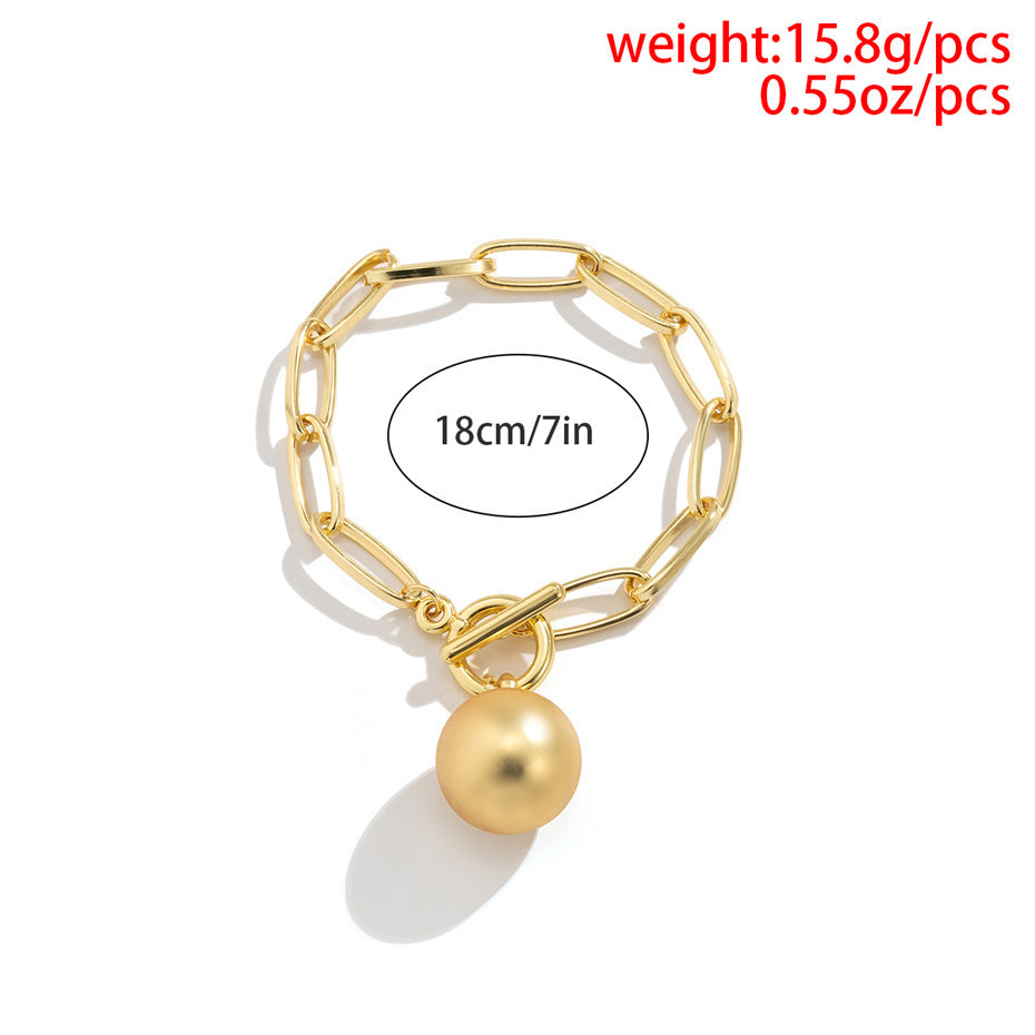 Gold Chain Bracelet with a  Buckle Ball Sphere