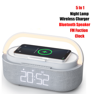 Open image in slideshow, Speaker Digital Alarm Clock with Wireless Charger

