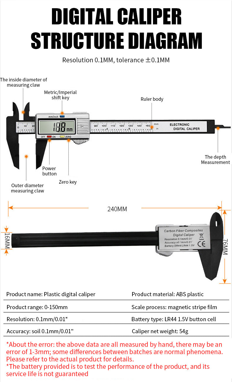 Electronic Digital Caliper Ruler (150mm)
