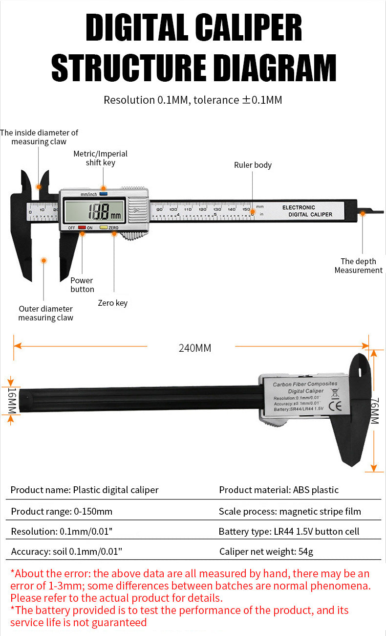 Capiler Ruler Electronic Digital Caliper Ruler (150mm) – URBANSHAK
