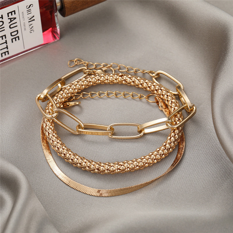 3PCS/Set Fashion  Bracelets Bangles For Women (Gold or Silver)