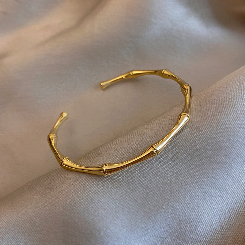 Gold Bamboo Joint Bangles for Women
