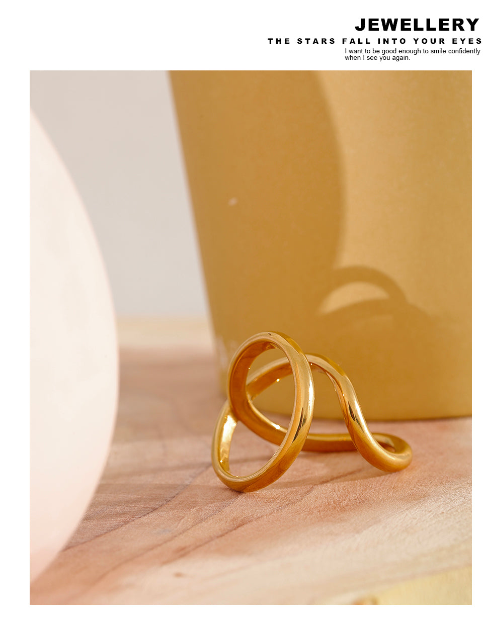 Gold Twisted Geometric Abstract Fashion Ring