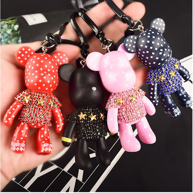 Handmade DIY Craft Rhinestone Bomgom Tassels Cartoon Popobe Gloomy Bear Keychain Cute Bag Charm Holder Cartoon Resin Key Chain