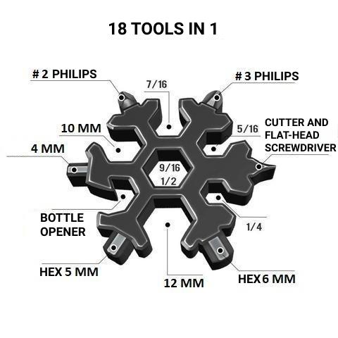18-in-1 Snowflake Stainless Steel Multi-Tool