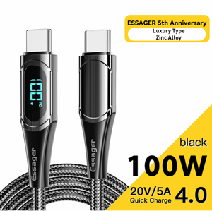 Open image in slideshow, Smart LED Display Fast Charging Cable 100W/5A
