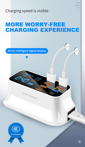 LED Display USB Charger 8/4 Port