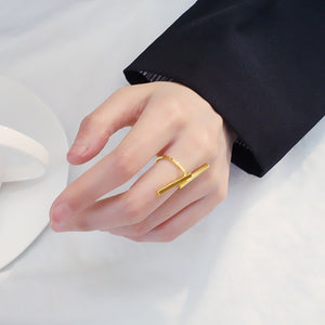 Open image in slideshow, Long Strip Geometric Open Ring (Gold or Silver or Black)
