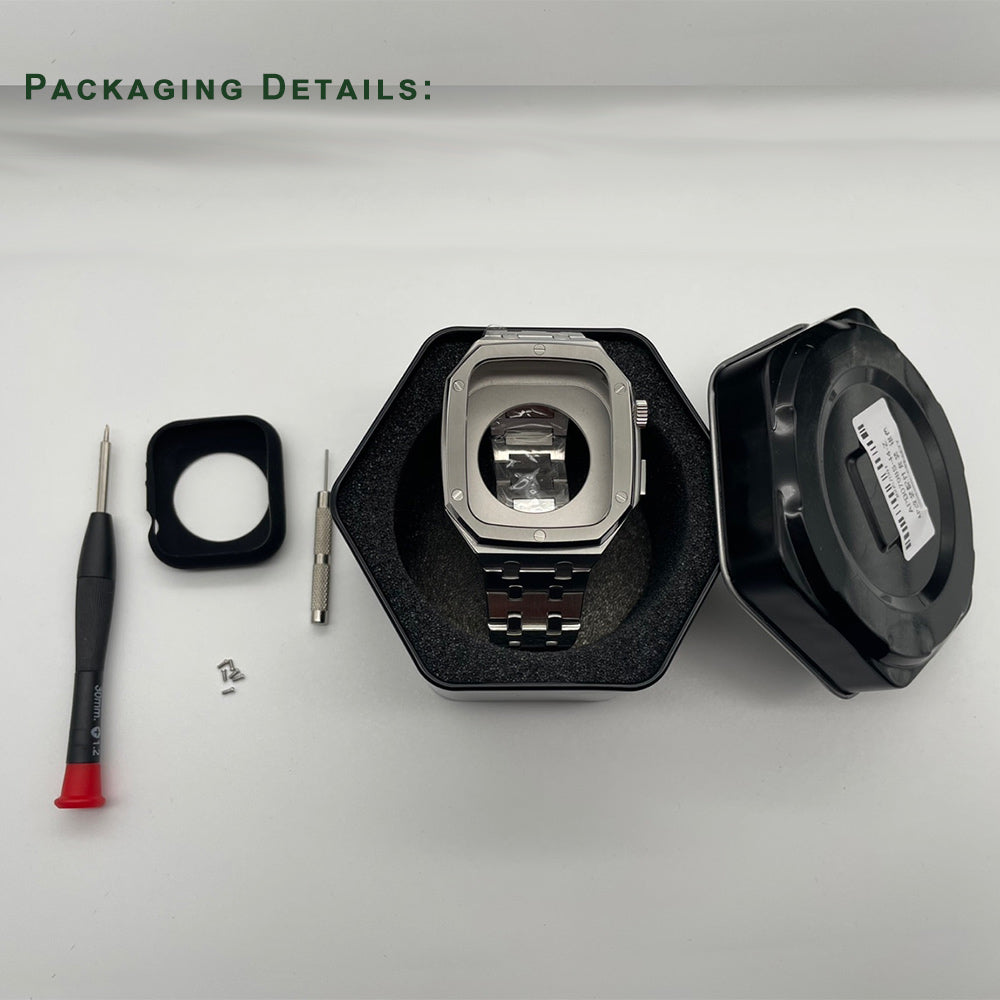 Modification Kit Metal Case Bezel & Matching Strap Band For Apple Watch Series 8 7 6 5 SE