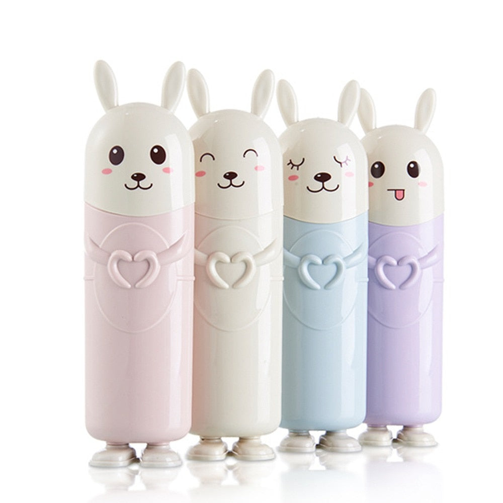 Cute Rabbit Portable Tooth Brush Container For Young Children