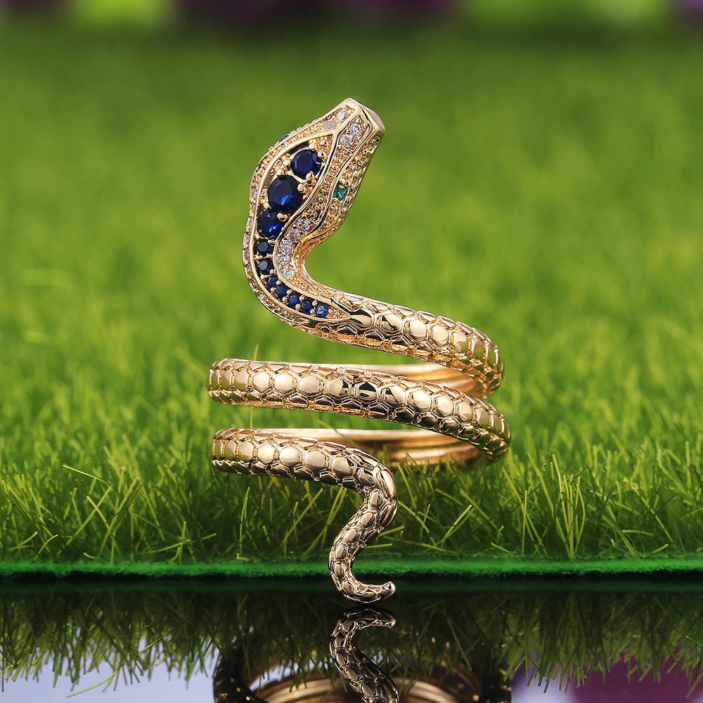 Gothic Python Snake Ring in Gold