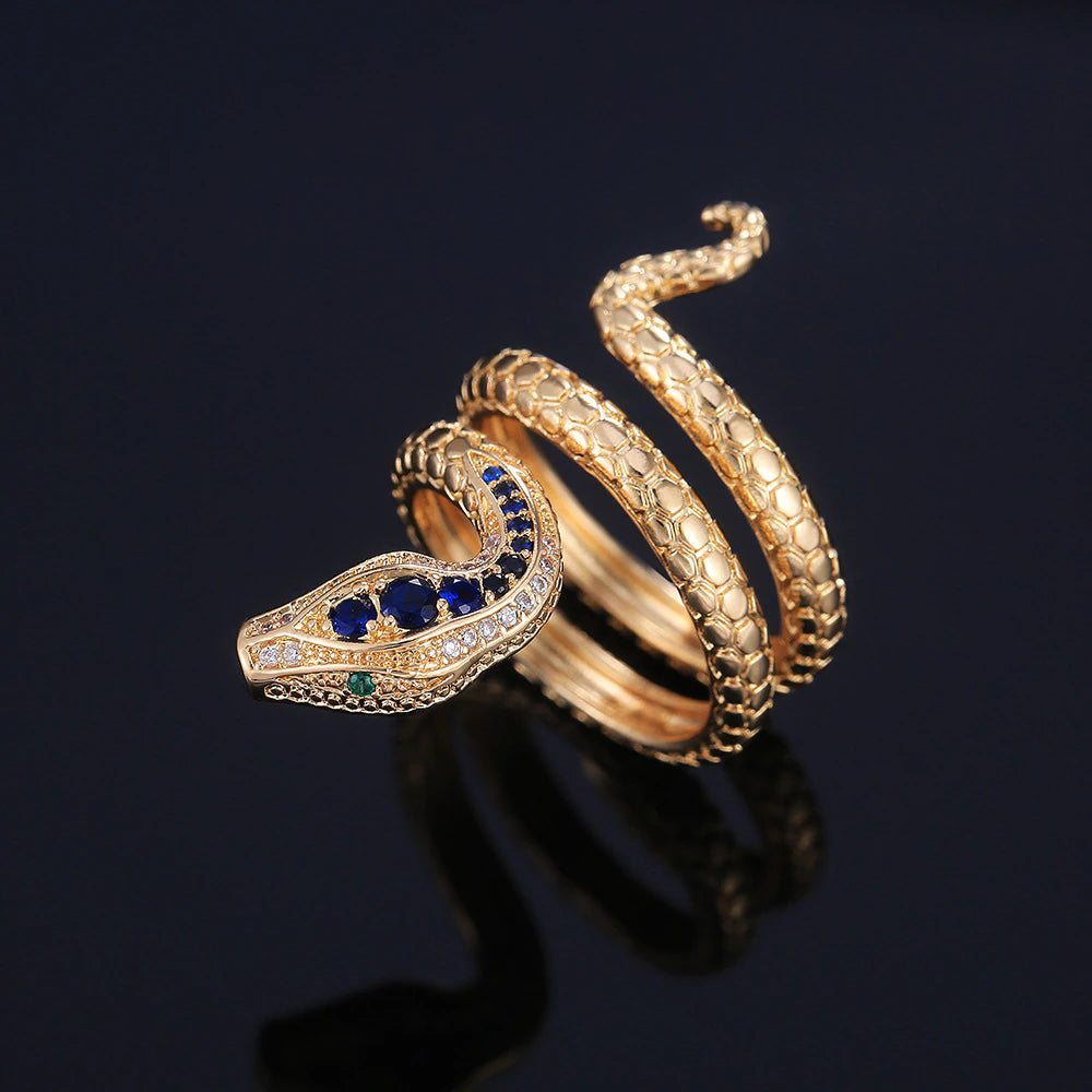 Gothic Python Snake Ring in Gold