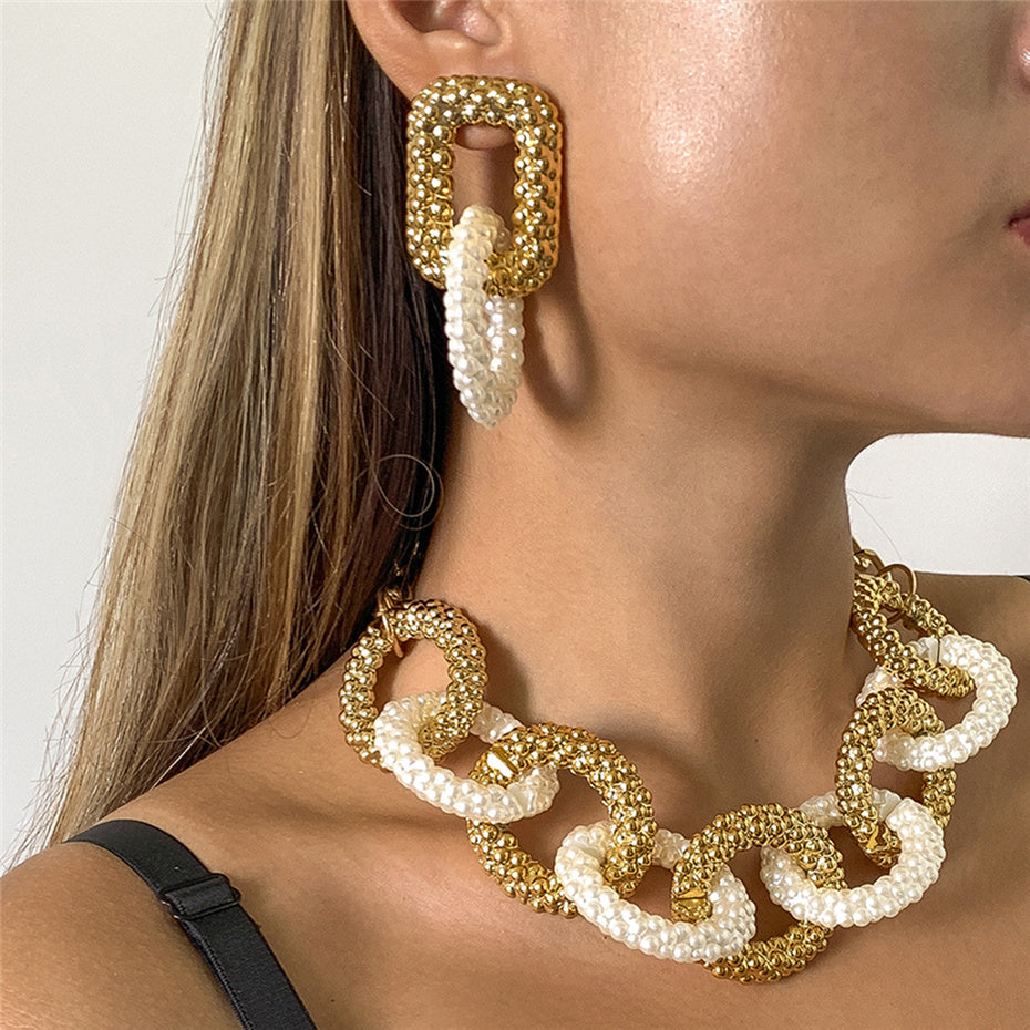 Acrylic Big Chunky Chain Necklace & Earrings (Earrings Sold Separately)