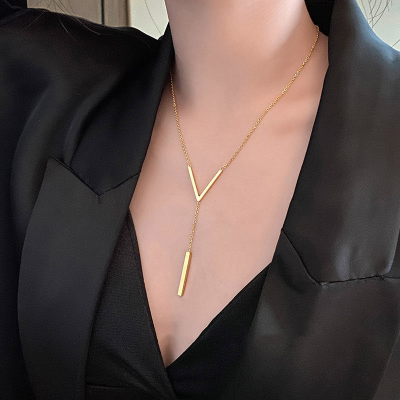 V-Shaped Long Sexy Clavicle Gold Necklace