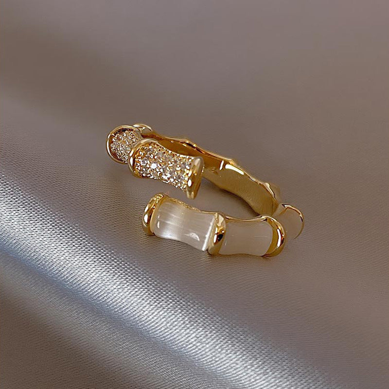 Bamboo Shape Gold  Luxury Open Ring