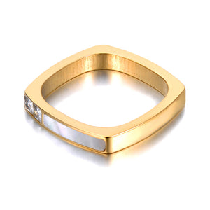 Open image in slideshow, Shell Gold Geometric Square Cubic Zirconia Rings
