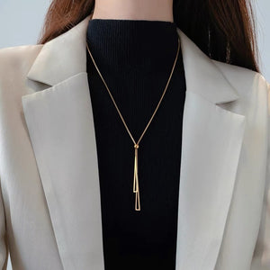 Open image in slideshow, Geometric Sweater Box Long Chain Necklace For Women
