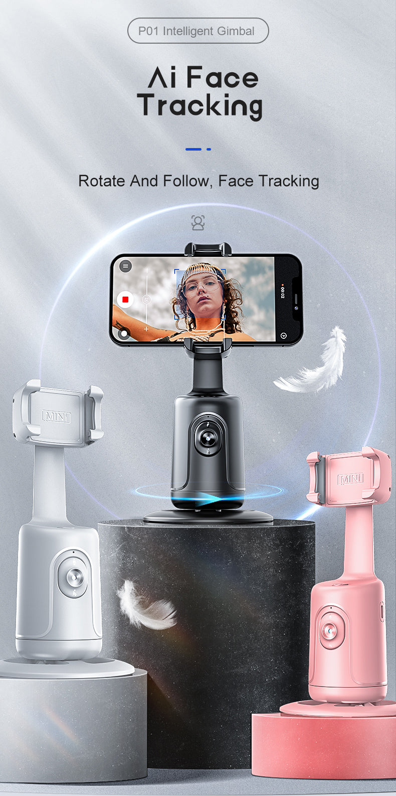 Face Tracking Gimbal Tripod Phone Stand