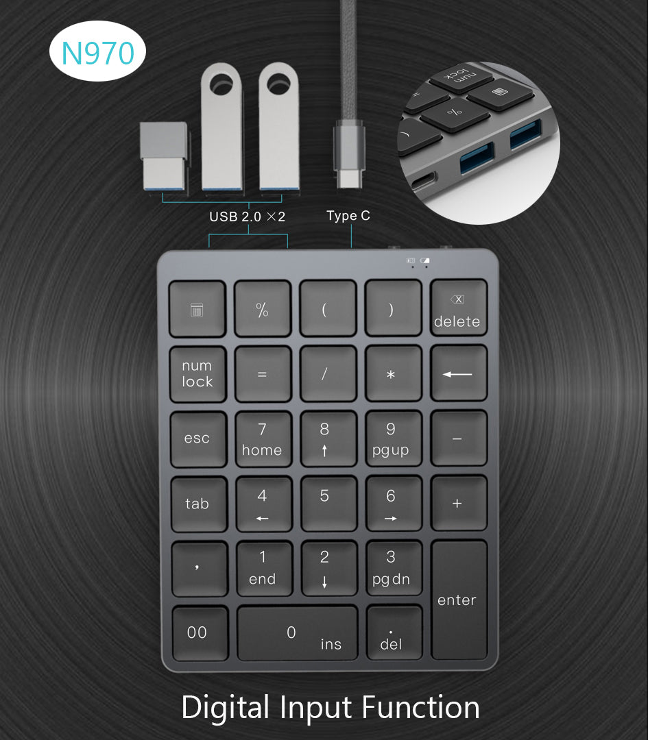 Aluminum Bluetooth Wireless Numeric Keypad