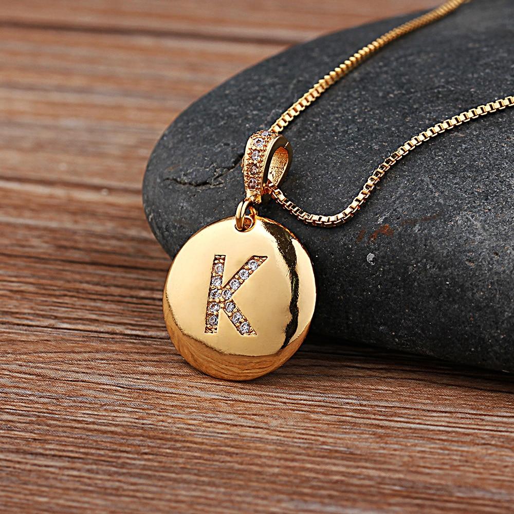 Top Quality Women Girls Initial Letter Necklace Gold 26 Letters Charm Necklaces Pendants Copper CZ Jewelry Personalized Necklace