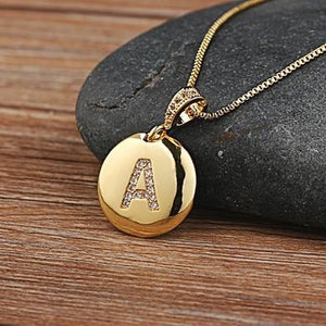 Open image in slideshow, Top Quality Women Girls Initial Letter Necklace Gold 26 Letters Charm Necklaces Pendants Copper CZ Jewelry Personalized Necklace
